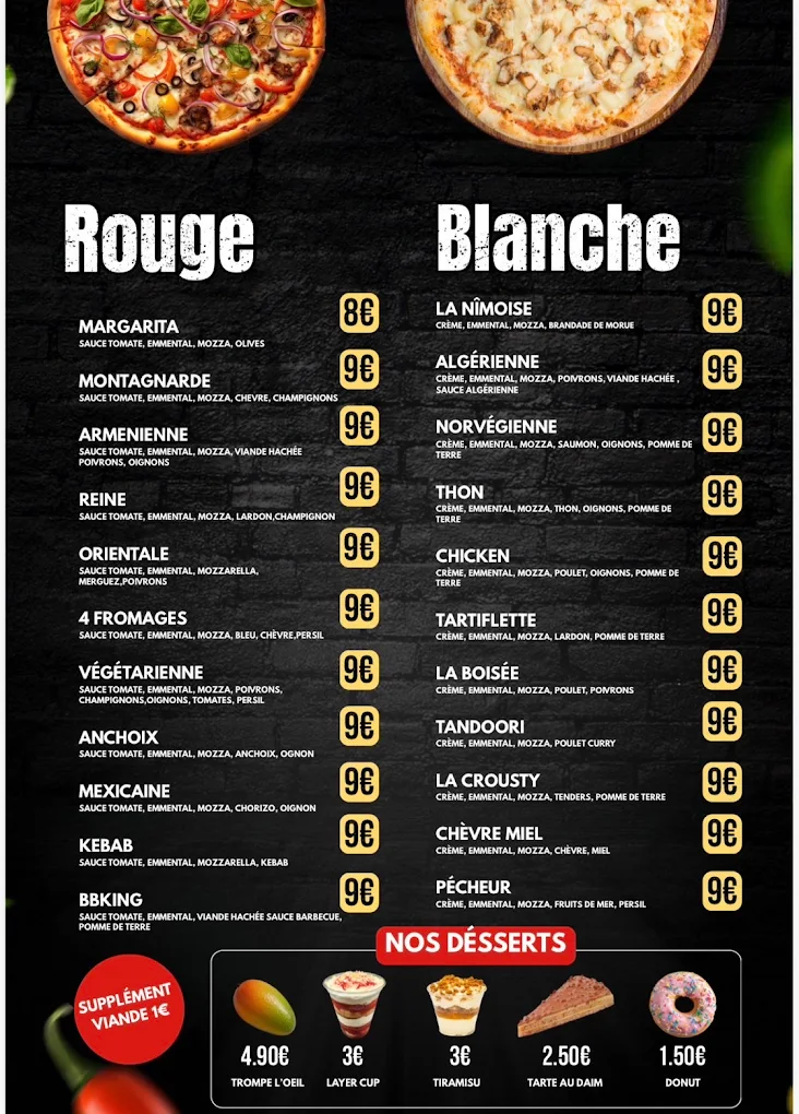 Menu Crousty Pizza Page 1